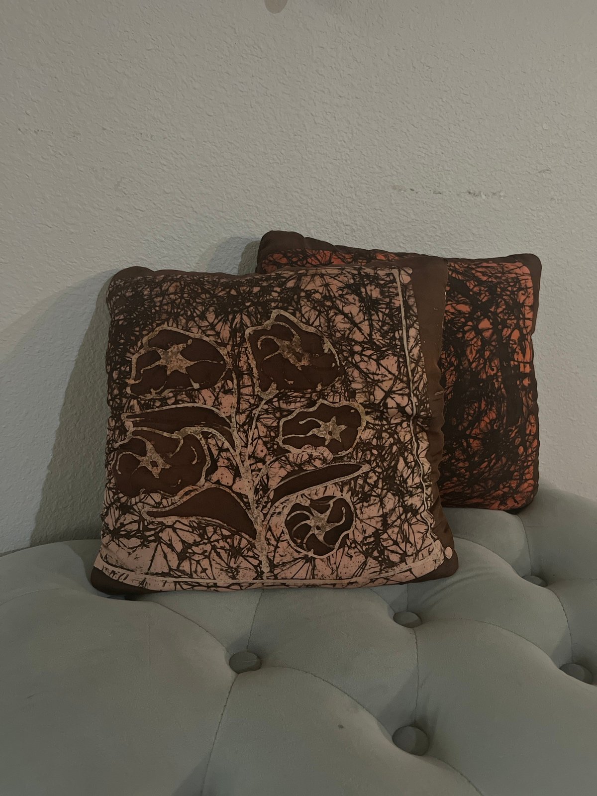 Pair of Hand Painted Silk Pillows
