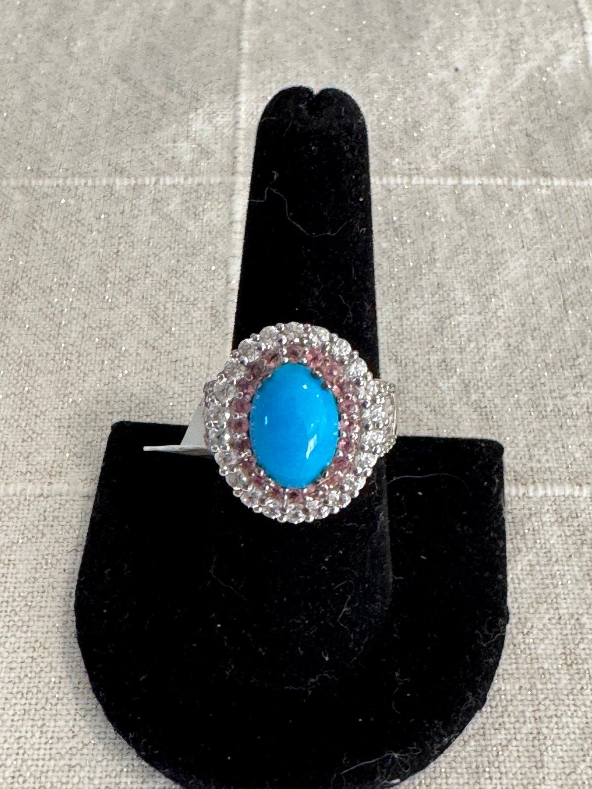 Sleeping beauty multi gemstones 925 sterling silver size 7.5 ring