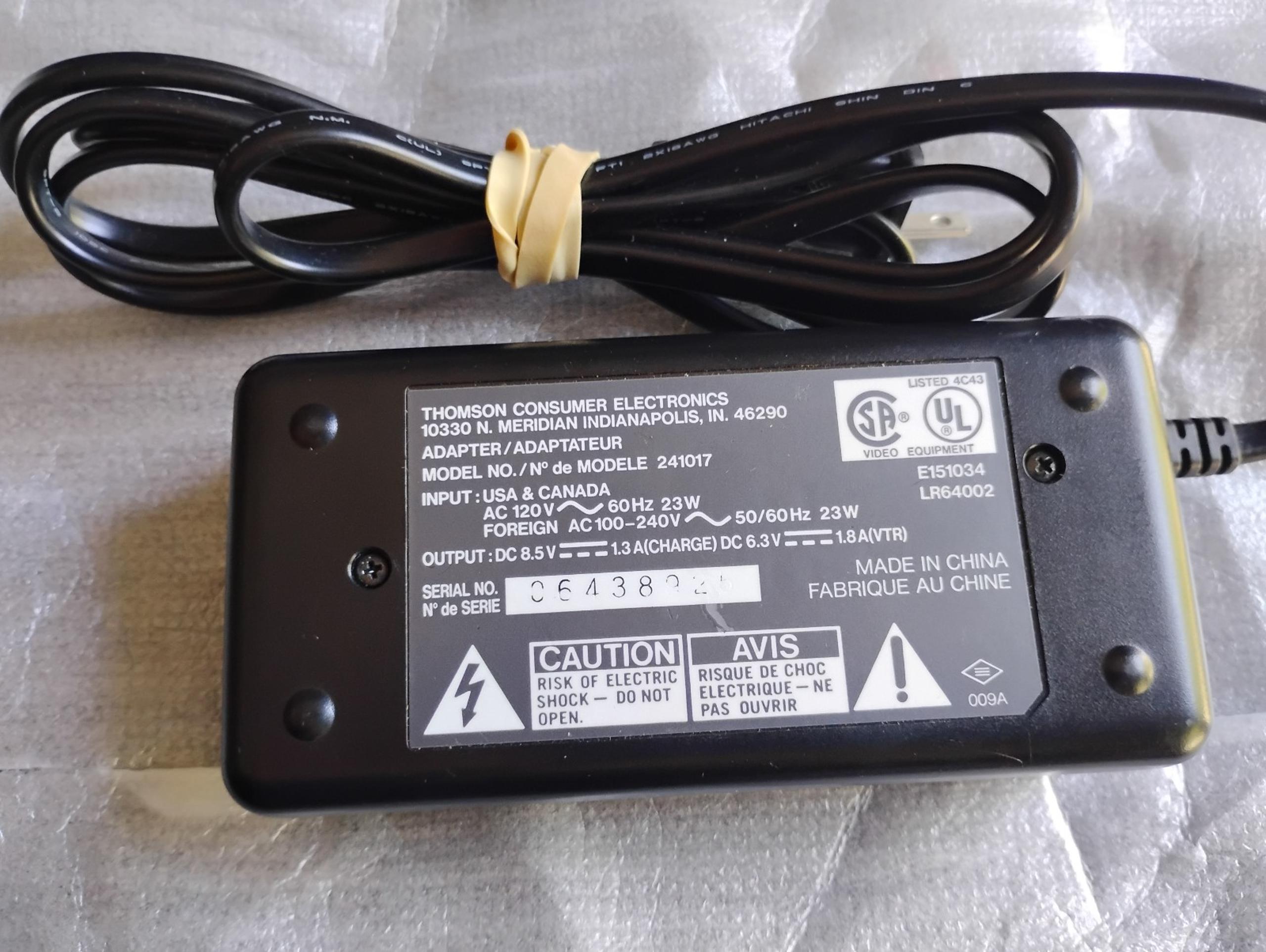 Thomson 241017 Charger Adapter Consumer Electronics Camcorder Charger
