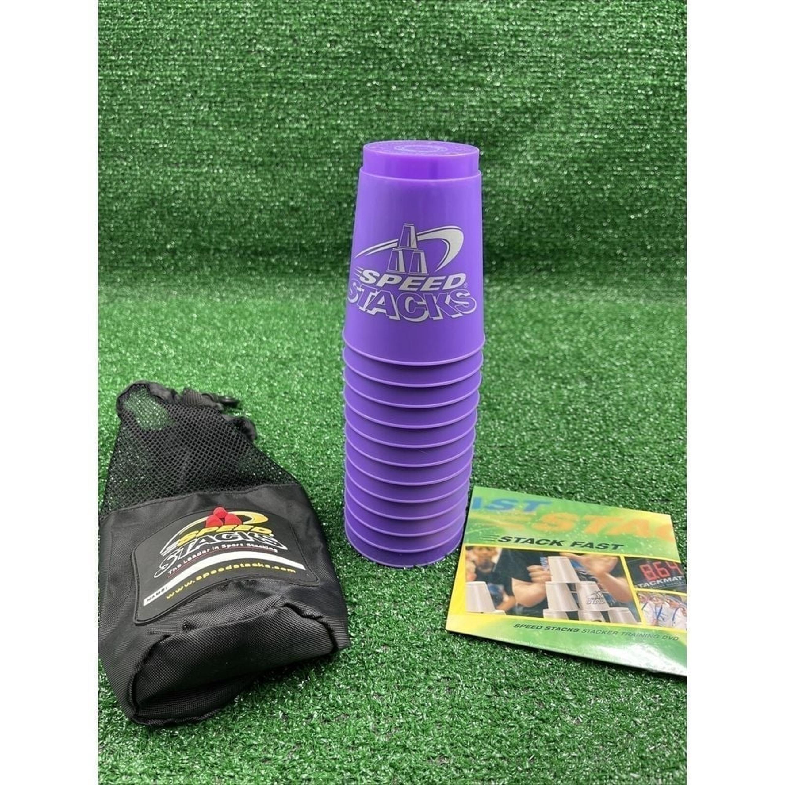 WSSA Speed Stacks Set 12 Purple Cups Carrying Bag & Sealed Training DVD