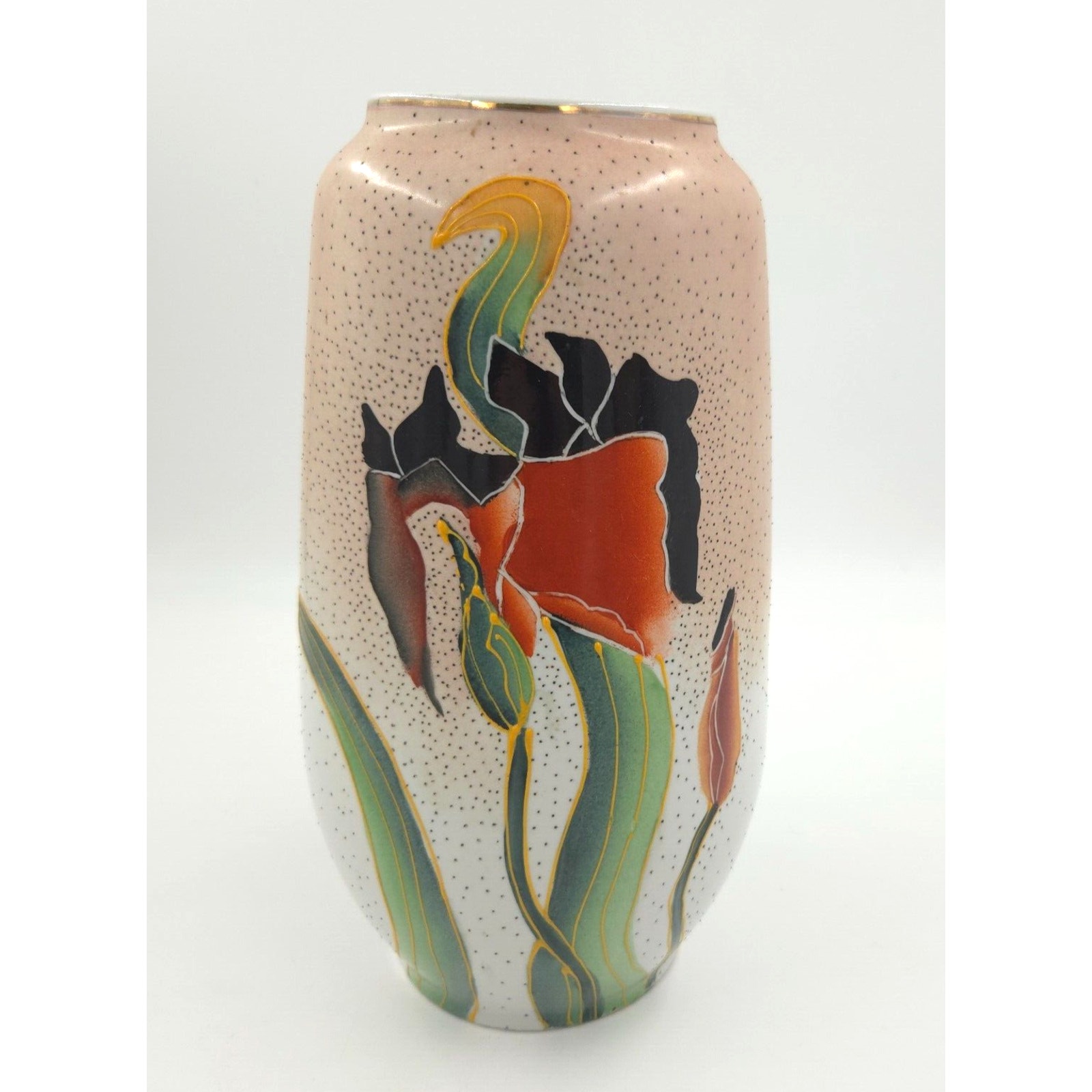 1905 Roseville Rozane Ware Woodland REPRODUCTION Iris 11 Vase 1930s Japan READ