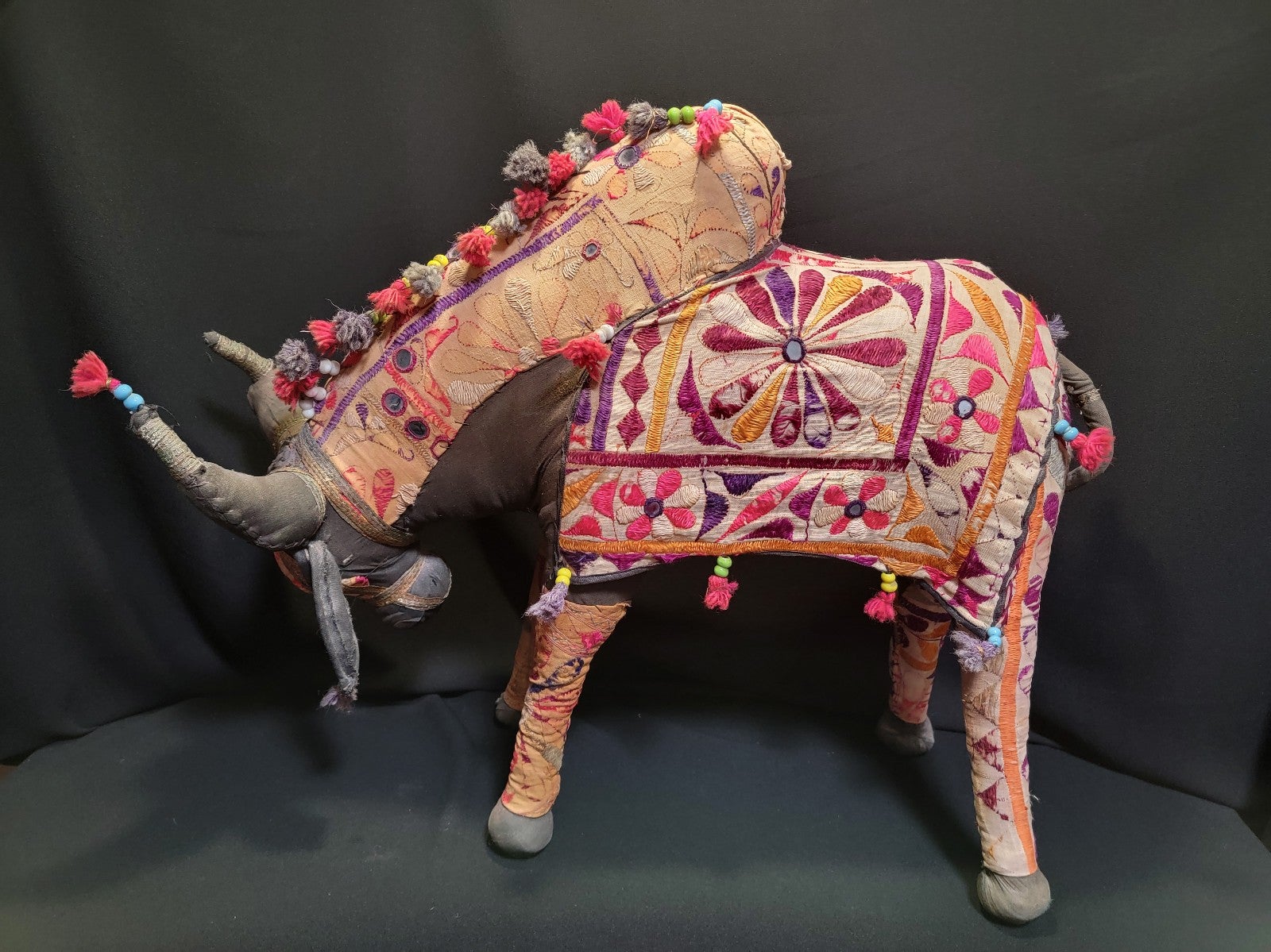 Rajasthani Antique Fabric Brahma Bull From India - Tibet - Anglo Raj Fabric Bull