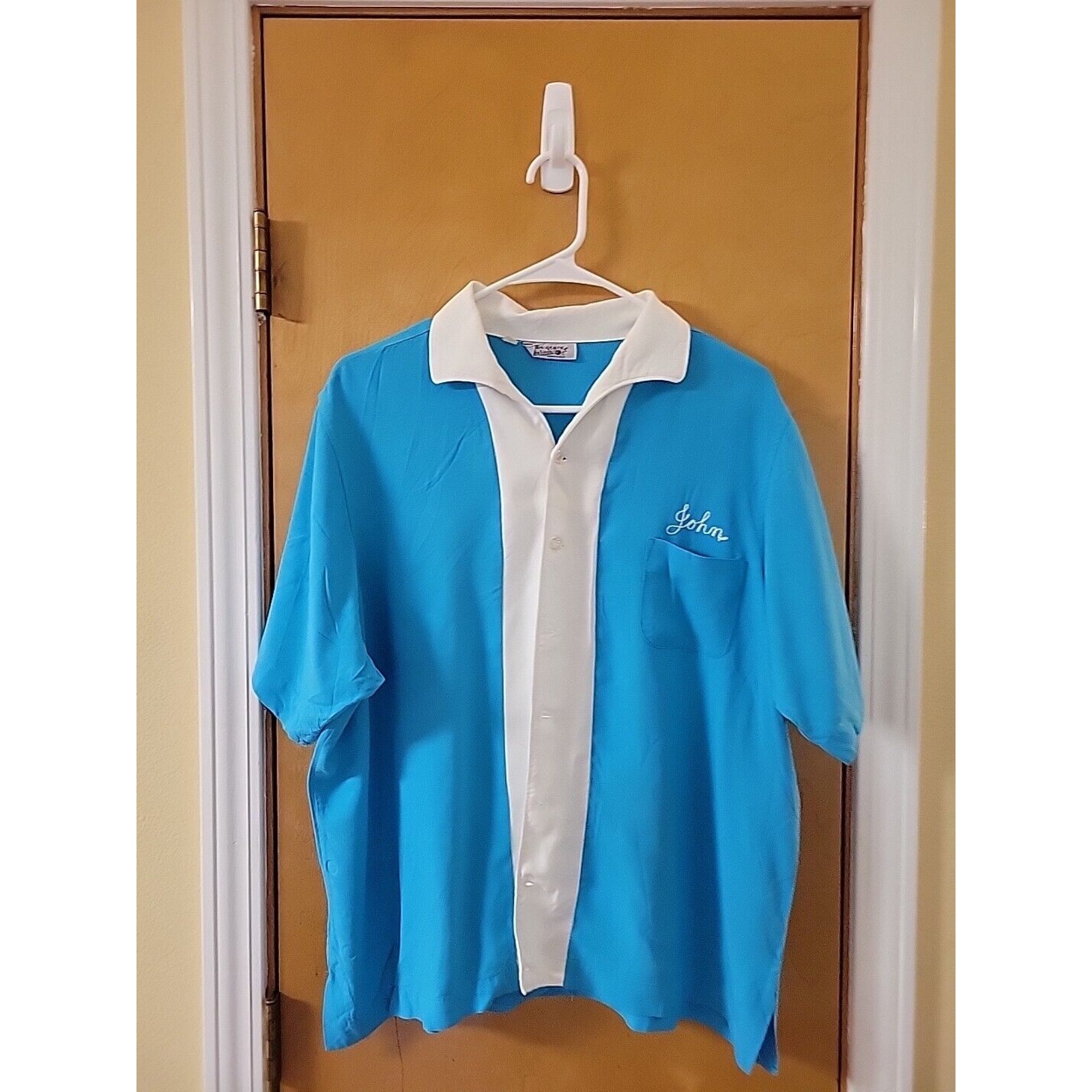 Ten Strike King Louie Button Bowling Shirt Large John Reverse Chain Stitch