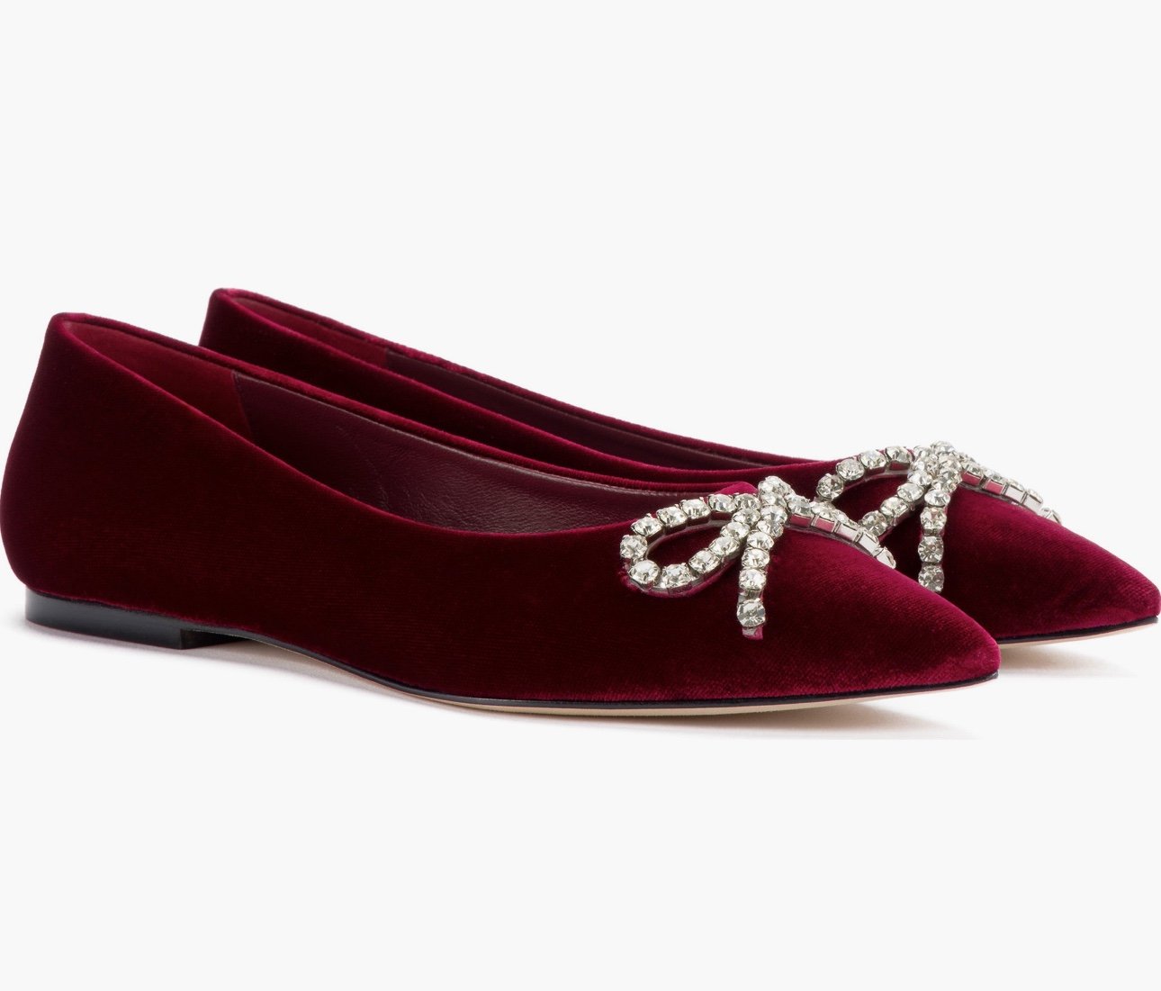 Larroude Lee Ballet Flat Bow Women’s 8.5 Wine Purple Suede Pointed Toe 300