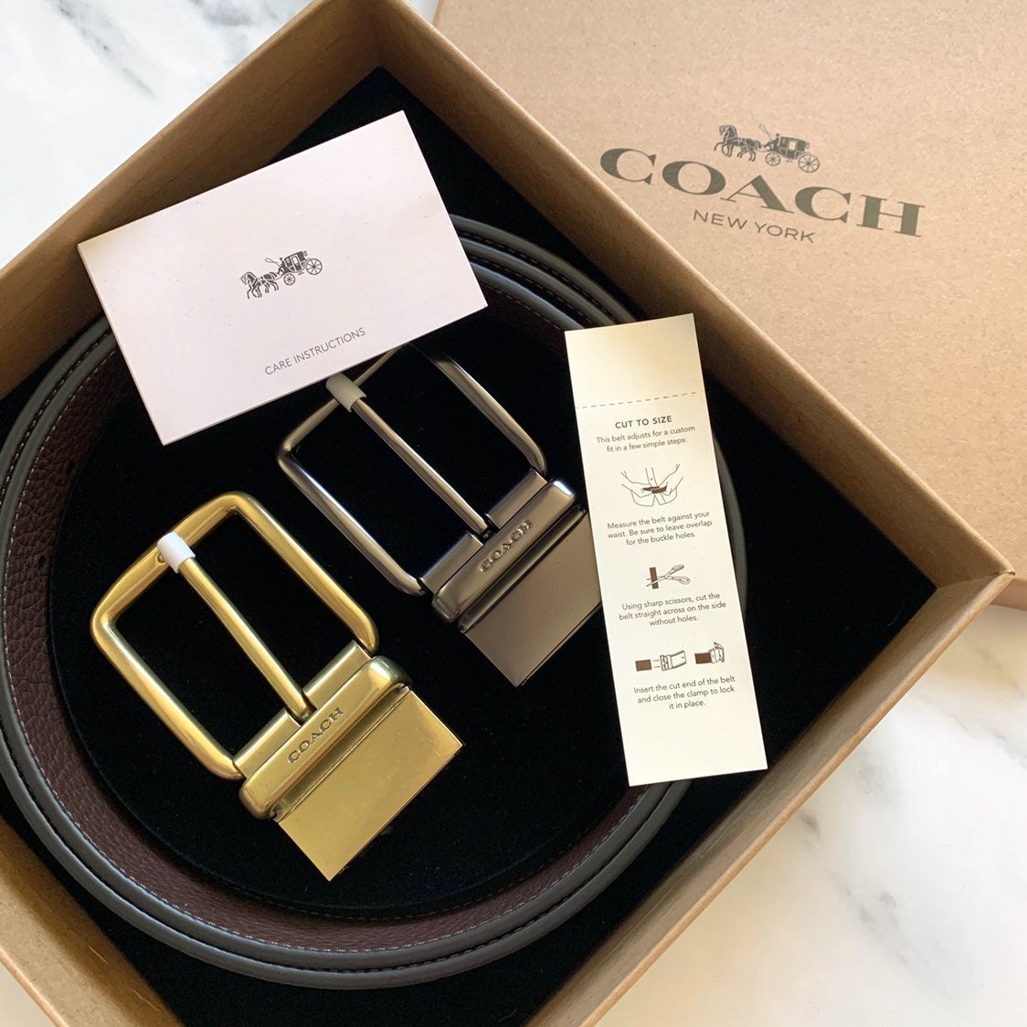 Coach Men's Leather Reversible Belt Box