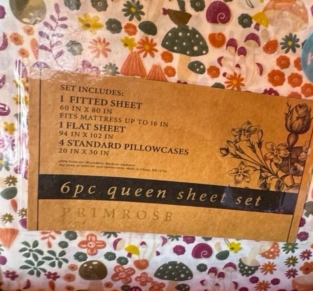 QUEEN fall mushrooms sheets