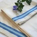 Vintage NOS linen tea towels kitchen hand towels blue stripe farmhouse cottage