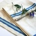 Vintage NOS linen tea towels kitchen hand towels blue stripe farmhouse cottage
