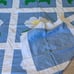 Vintage quilt Floral 12 Block applique white yellow green blue flowers 71 x 94