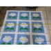 Vintage quilt Floral 12 Block applique white yellow green blue flowers 71 x 94