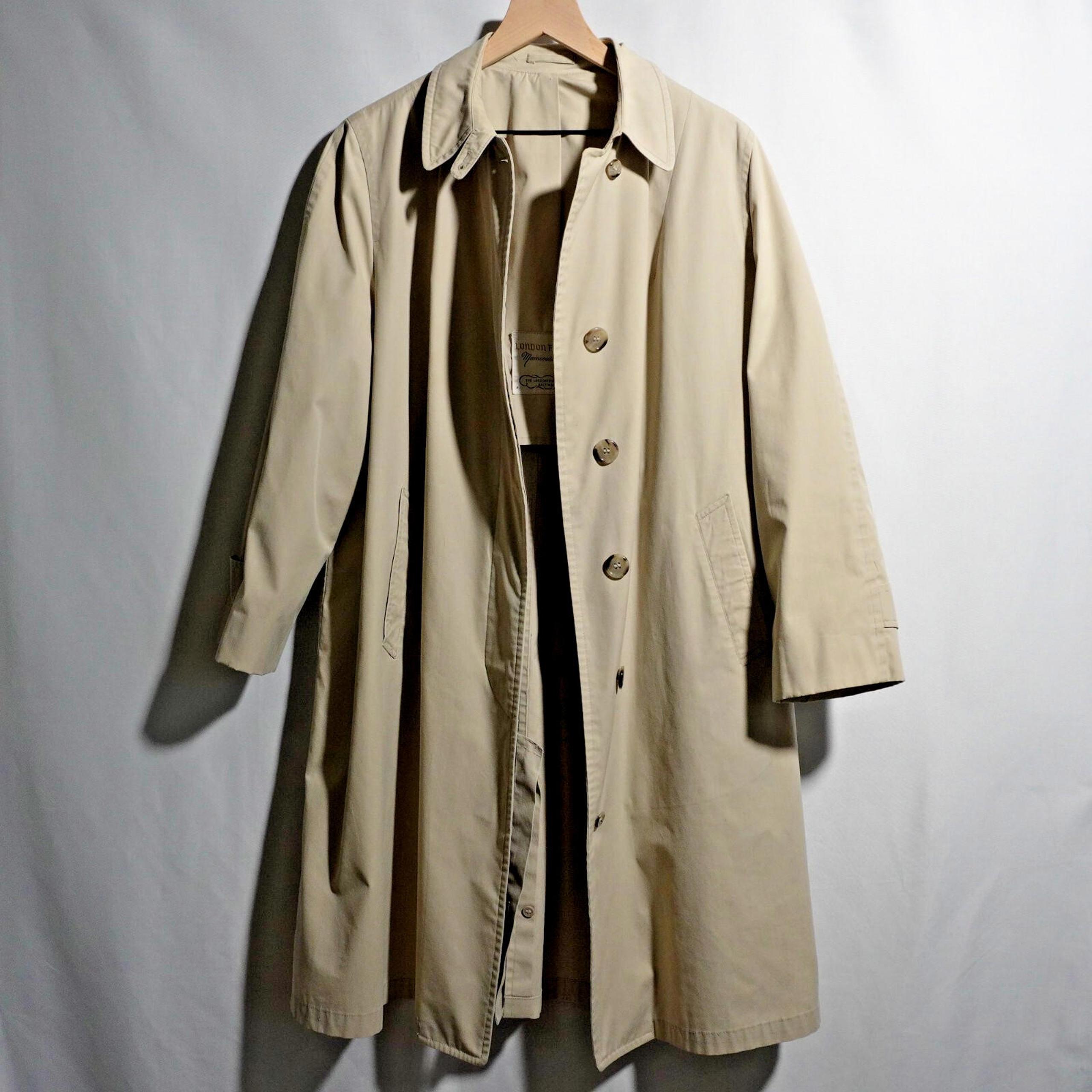 Vtg London Fog Mens Trench Coat Calibre Cloth Reeves Beige Jacket Classic 46 SEE