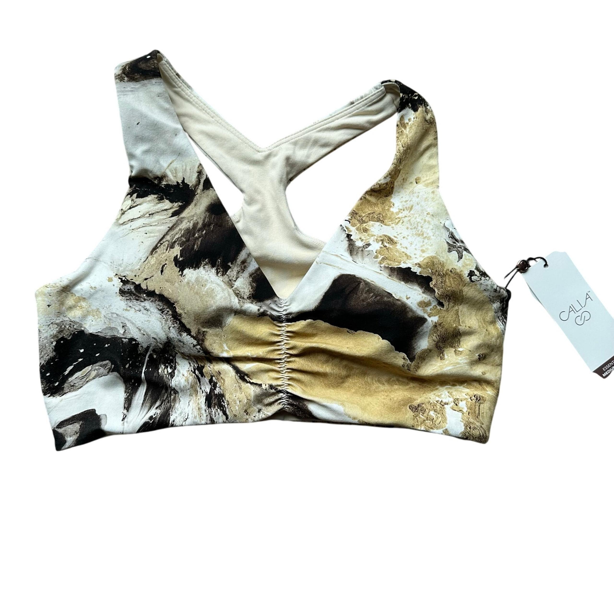 NWT Calia Women's Sports Bra Essentials Cinch Front Hazy Oat Milk Size M