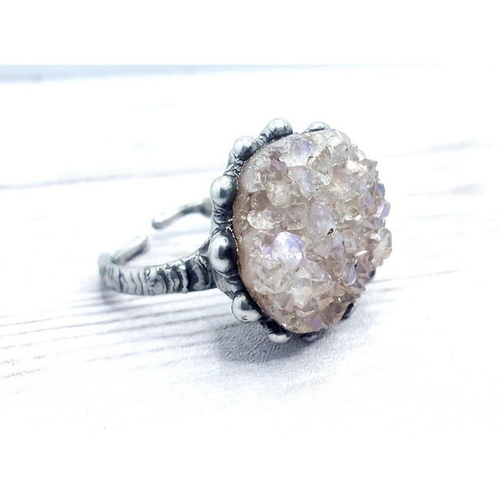 Angel Aura Quartz Cluster Crystal Ring