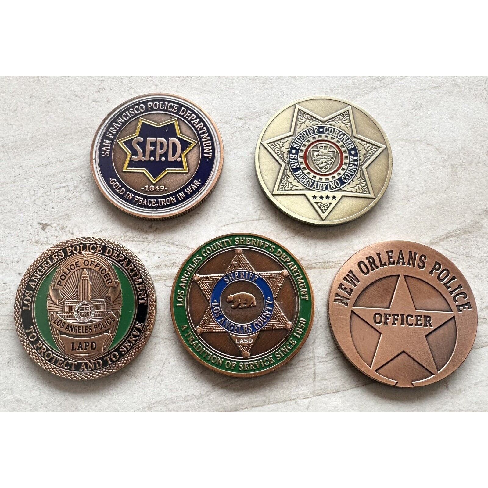 Lot Of 5 Police challenge coin. New. Fast Shipping