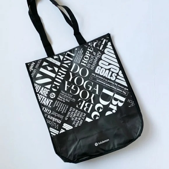Lululemon Athletica Yoga Tote Reusable Shopping Bag Black White Unisex OS