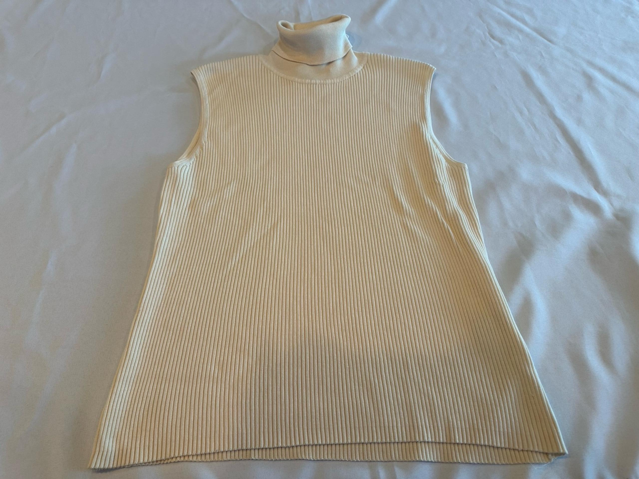August Silj Cream Ribbed Turtleneck Sleeveless Sweater Size XL