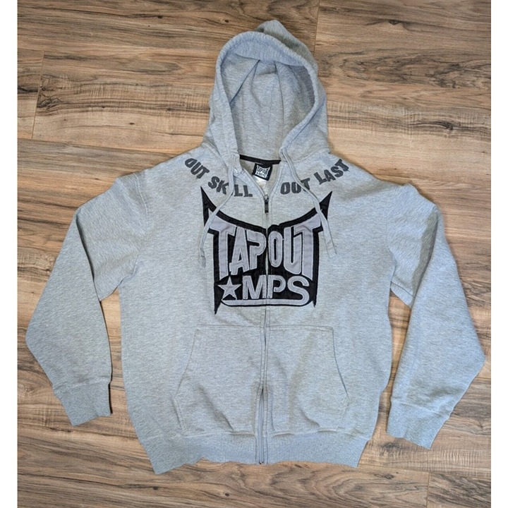 Vintage Y2K TapOut MPS Sweatshirt Hoodie Large Mens Full Zip Grunge Grey