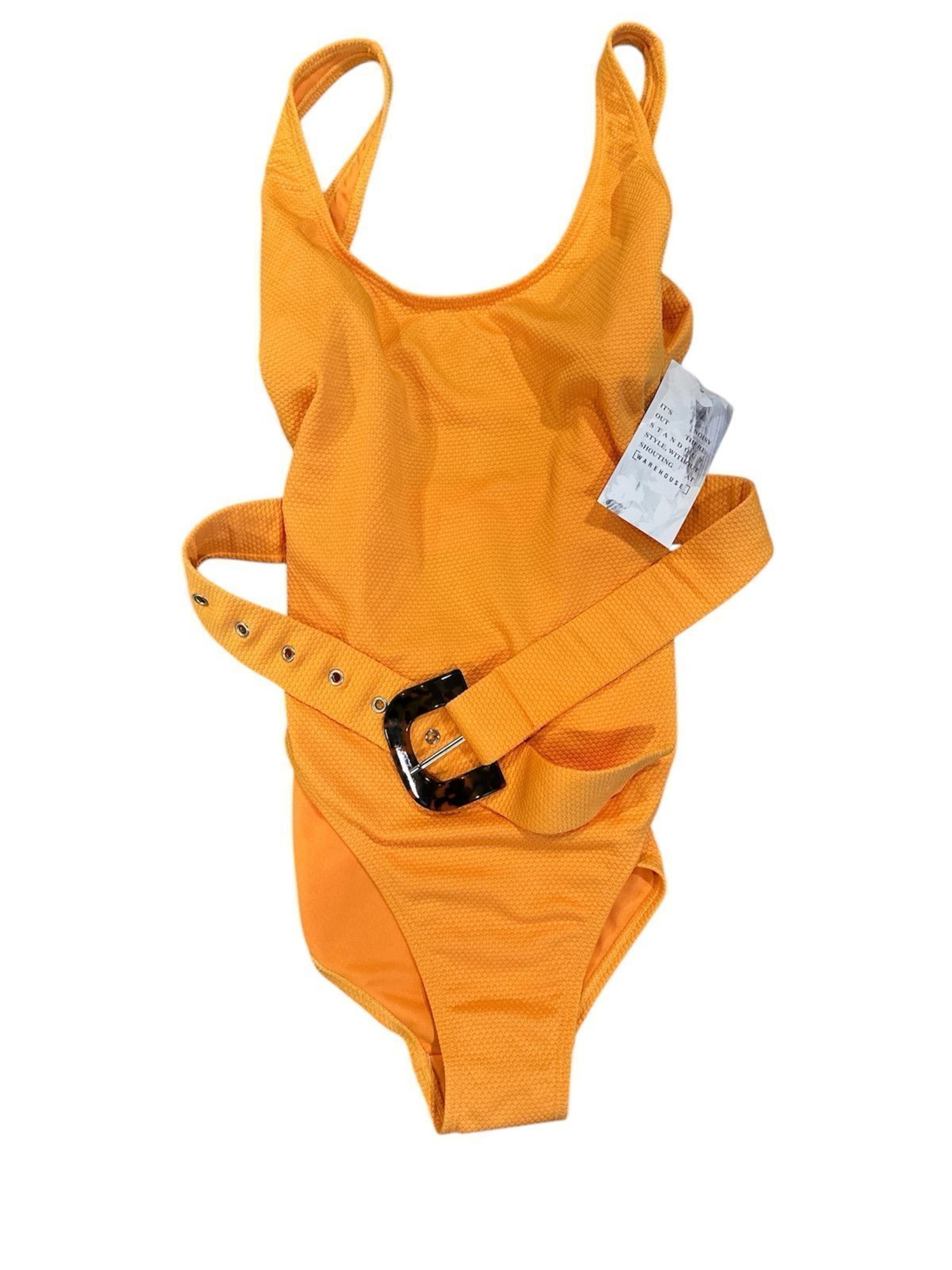Orange 70's Style Belted Swimsuit by Warehouse~ Size 6~ Brand NEW!