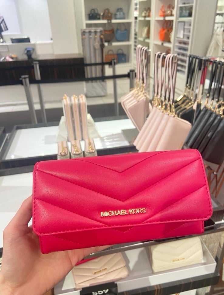 Michael kors trifold electric pink Wallet card case holder