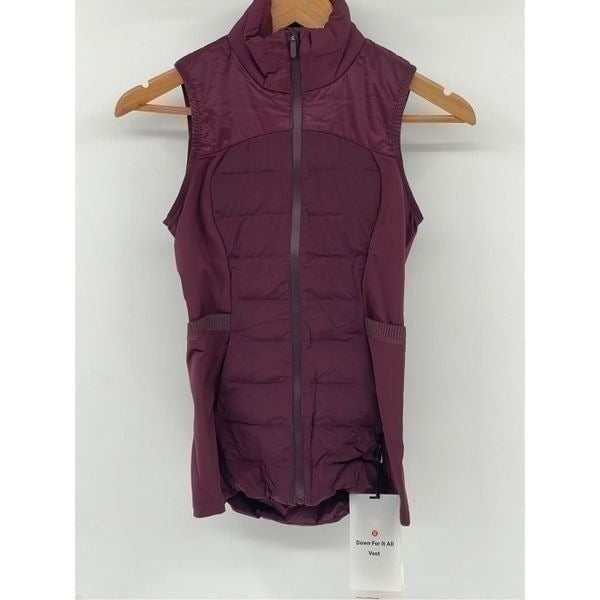Lululemon Vest Down For It Puffer All Women Size XS 0 Maroon Red Dark Adobe New