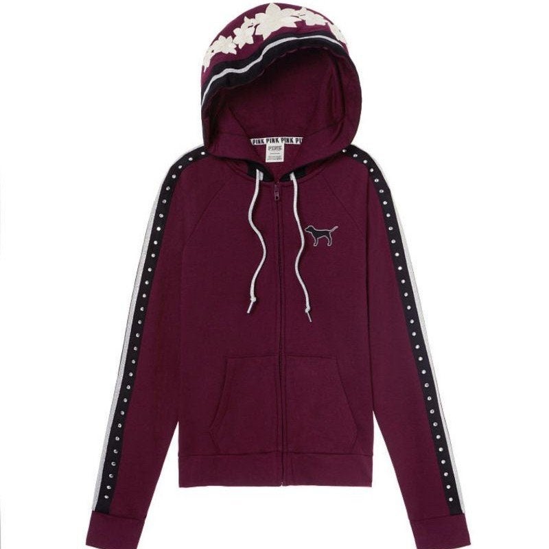 NWT VS PINK FLORAL RHINESTONE HOODIE
