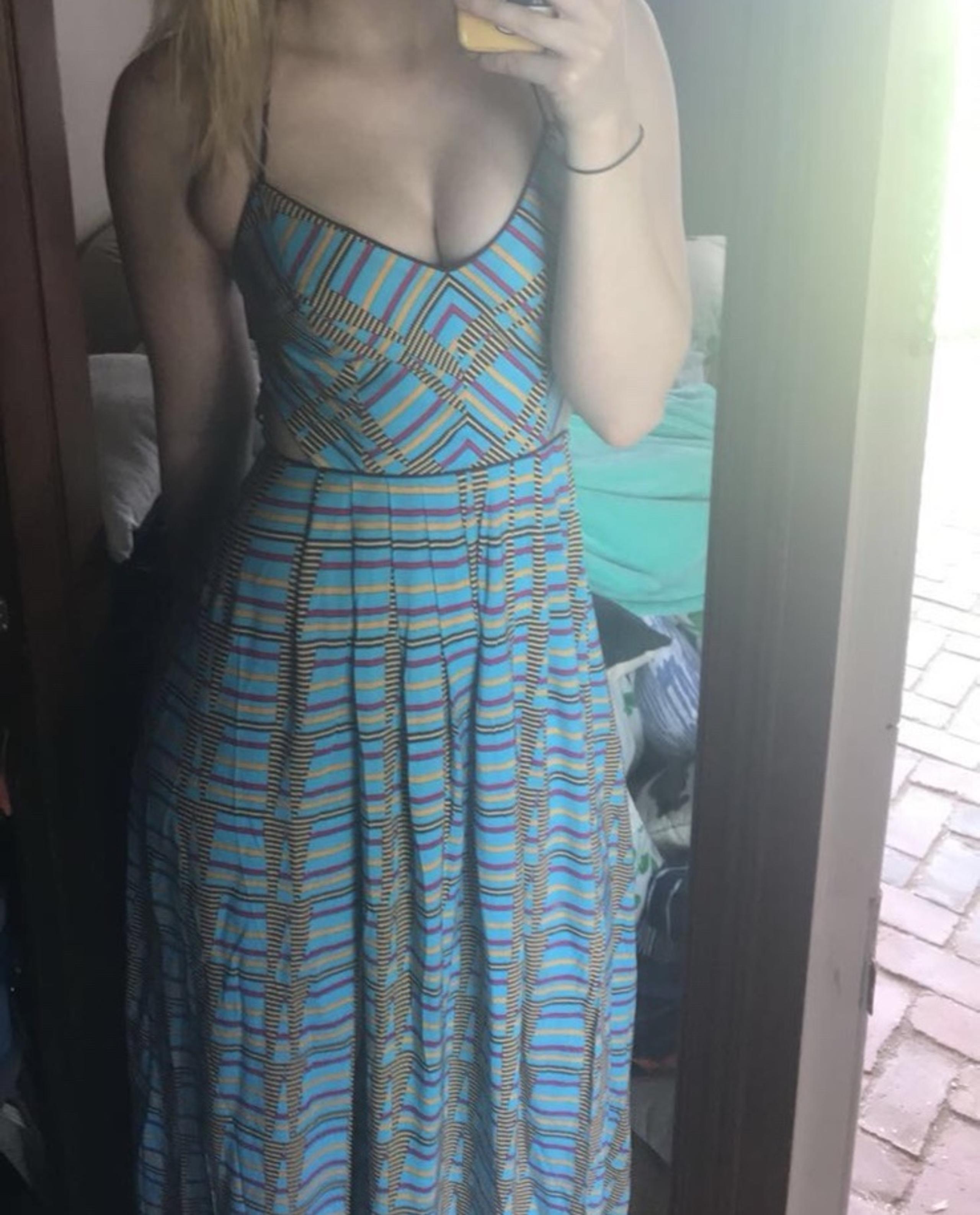 Urban Outfitters Strappy Back V-Neck Maxi Dress in Blue, Maroon, Pink, & Yellow