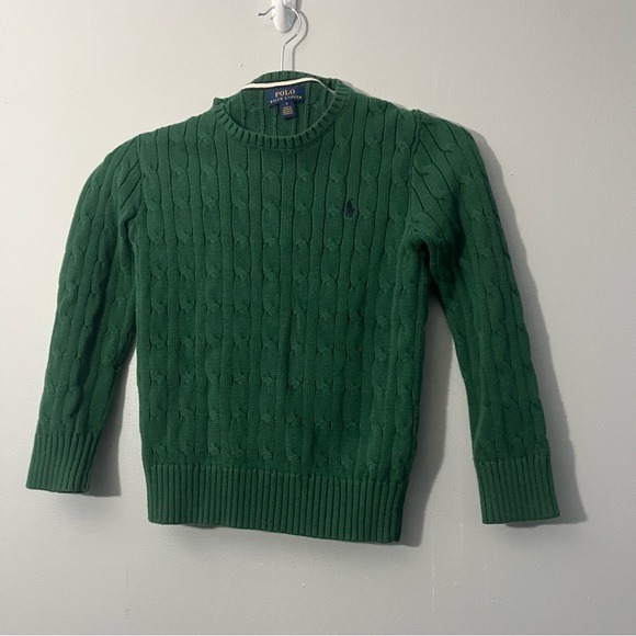Polo Ralph Lauren cable knit crewneck sweater green size 7