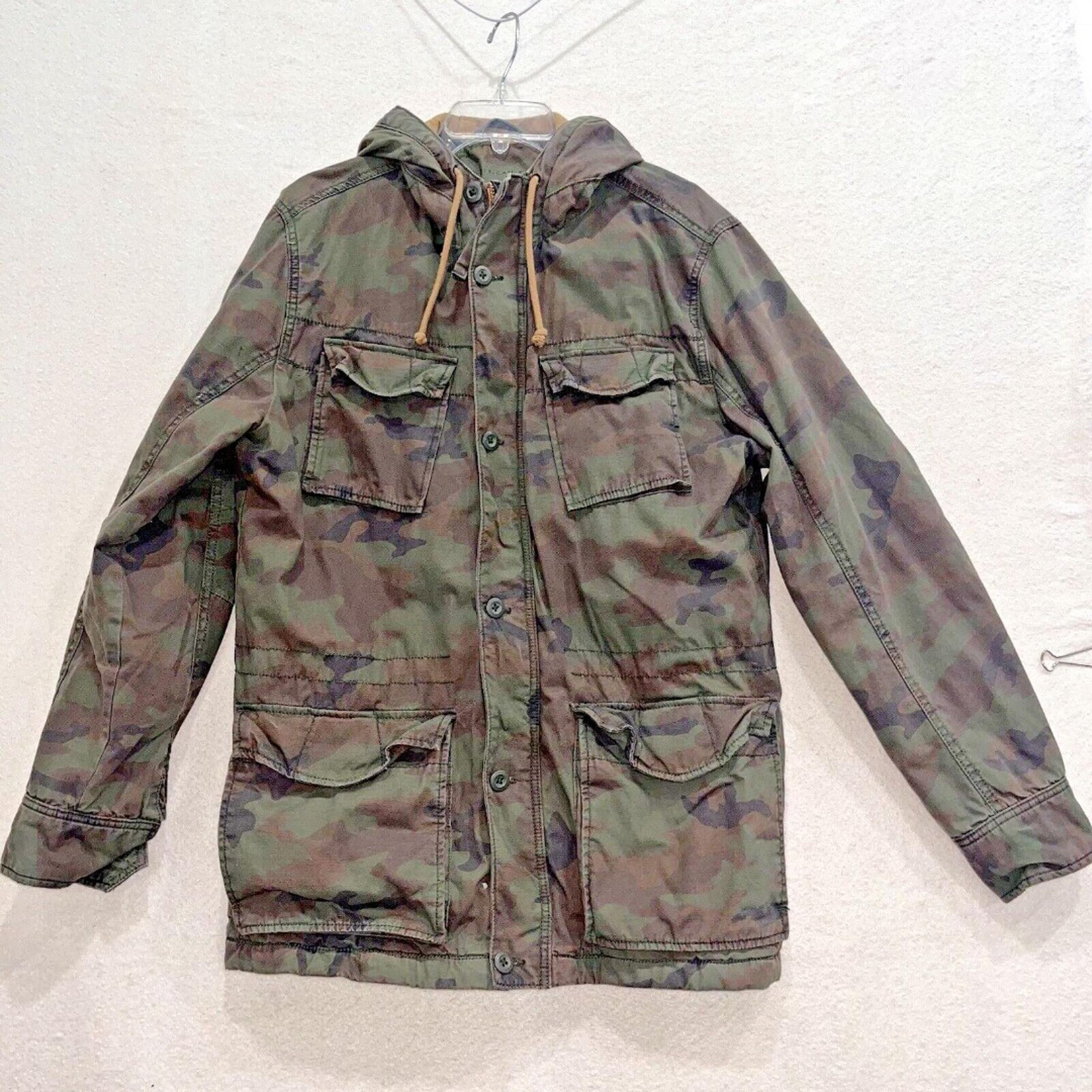 American Eagle Jacket Mens M Green Camo Coat Hooded HEAVYWEIGHT