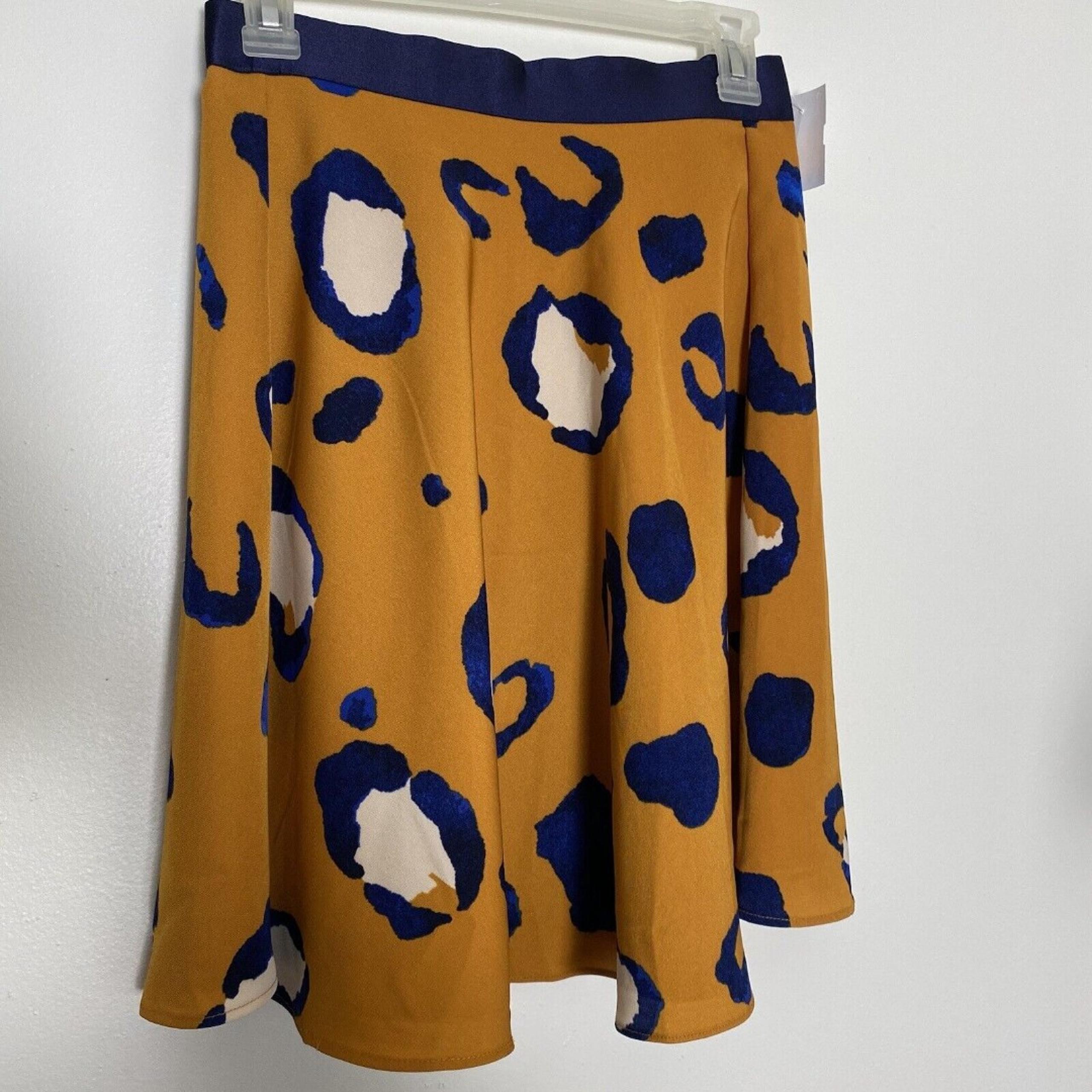 3.1 Fillip LinBurnet Women’s Midi Orange &blue Leopard Print Skirt Size 2