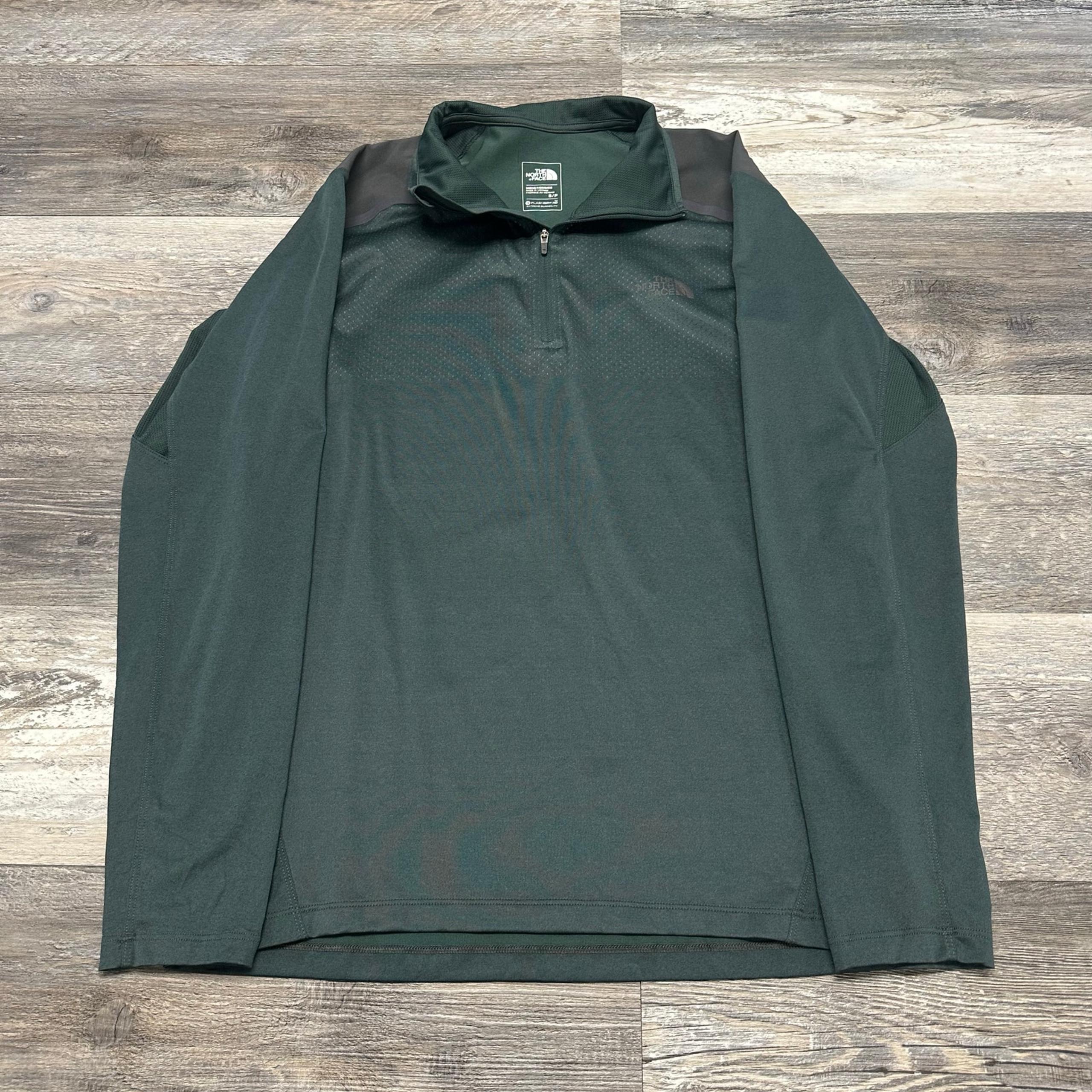 The North Face Flash Dry Pine Green Mens S 1/4 Zip Lightweight Jacket Gorpcore