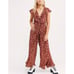 Kivari Quinn Tie Front Ruffle Jumpsuit Free People Capri Floral Jumpsuit