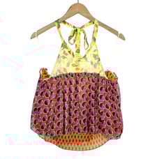 Zara Layered Top Halter Neck Peplum Boho Hippie Multicolor Crop Backless Top M