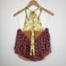 Zara Layered Top Halter Neck Peplum Boho Hippie Multicolor Crop Backless Top M
