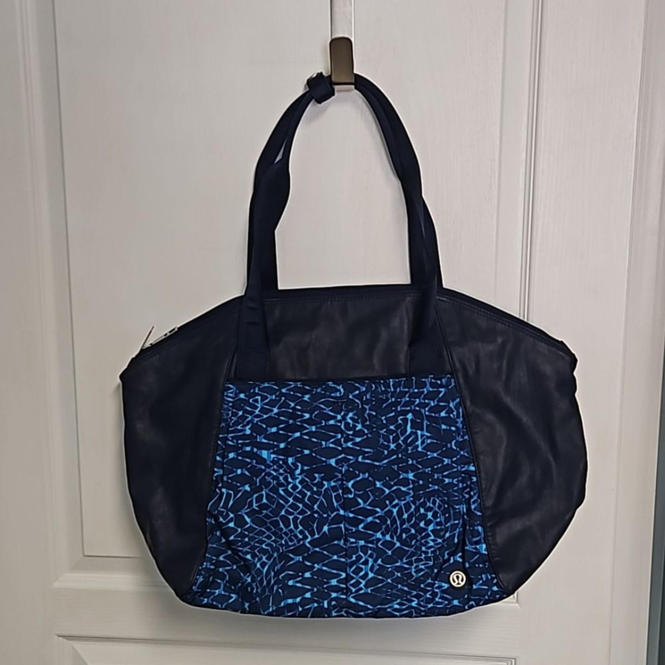 Lululemon Free To Be Yoga Duffle Bag Navy Blue + Bright Blue Mosaic