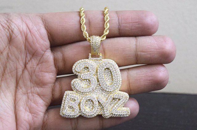 14k Gold Iced Out 30 BOYZ Charm Chain