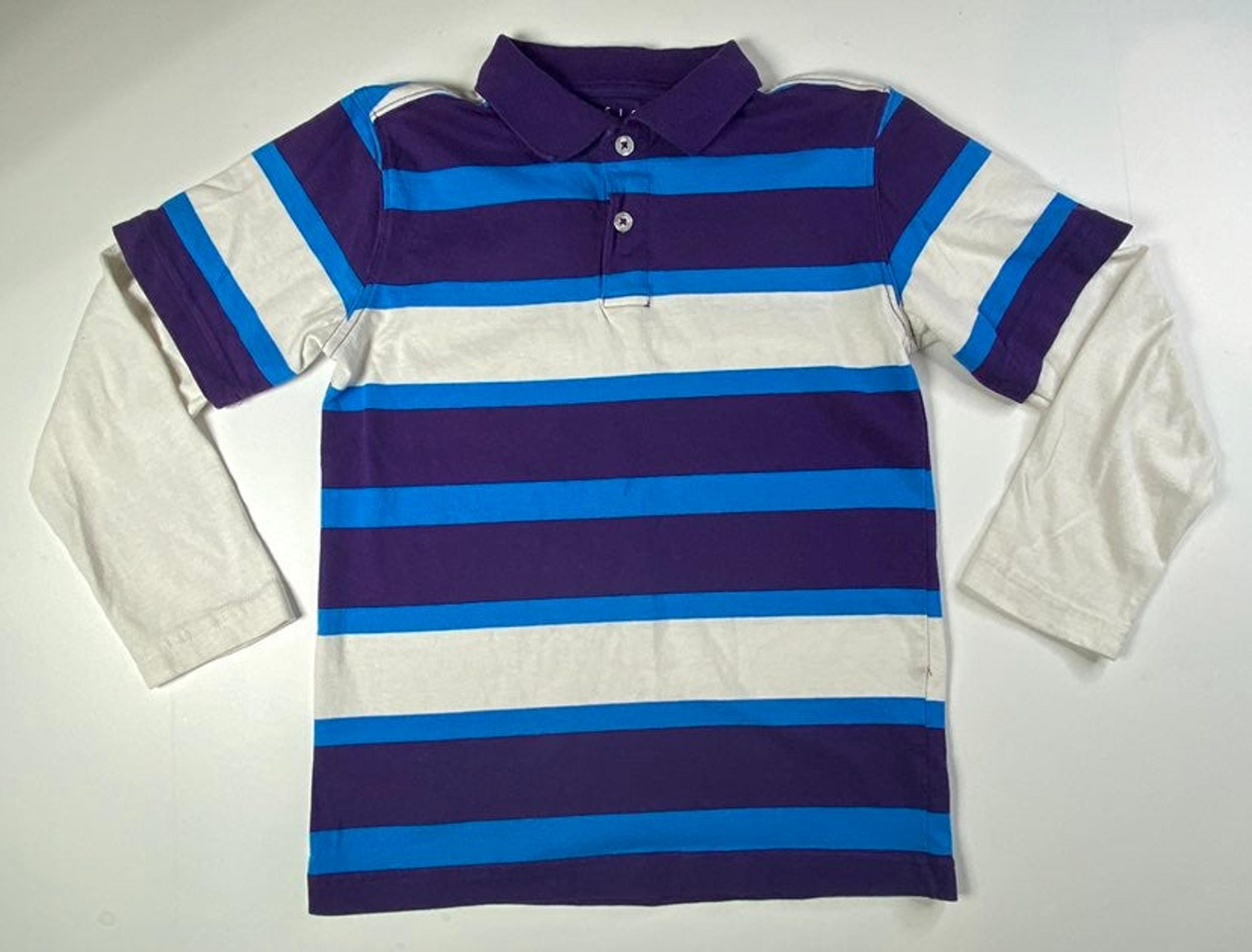Basic Editions | Boys Striped Collared Long Sleeve Polo | Size 6