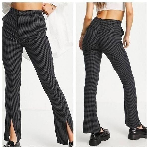 Abercrombie & Fitch Houndstooth The Skinny Ultra High Rise Dogtooth Split Leg Wi