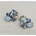 Vintage Coro Flower Earrings AB Rhinestones Floral Clip On Silver Tone Signed