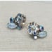Vintage Coro Flower Earrings AB Rhinestones Floral Clip On Silver Tone Signed