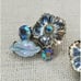 Vintage Coro Flower Earrings AB Rhinestones Floral Clip On Silver Tone Signed