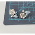 Vintage Coro Flower Earrings AB Rhinestones Floral Clip On Silver Tone Signed