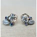 Vintage Coro Flower Earrings AB Rhinestones Floral Clip On Silver Tone Signed