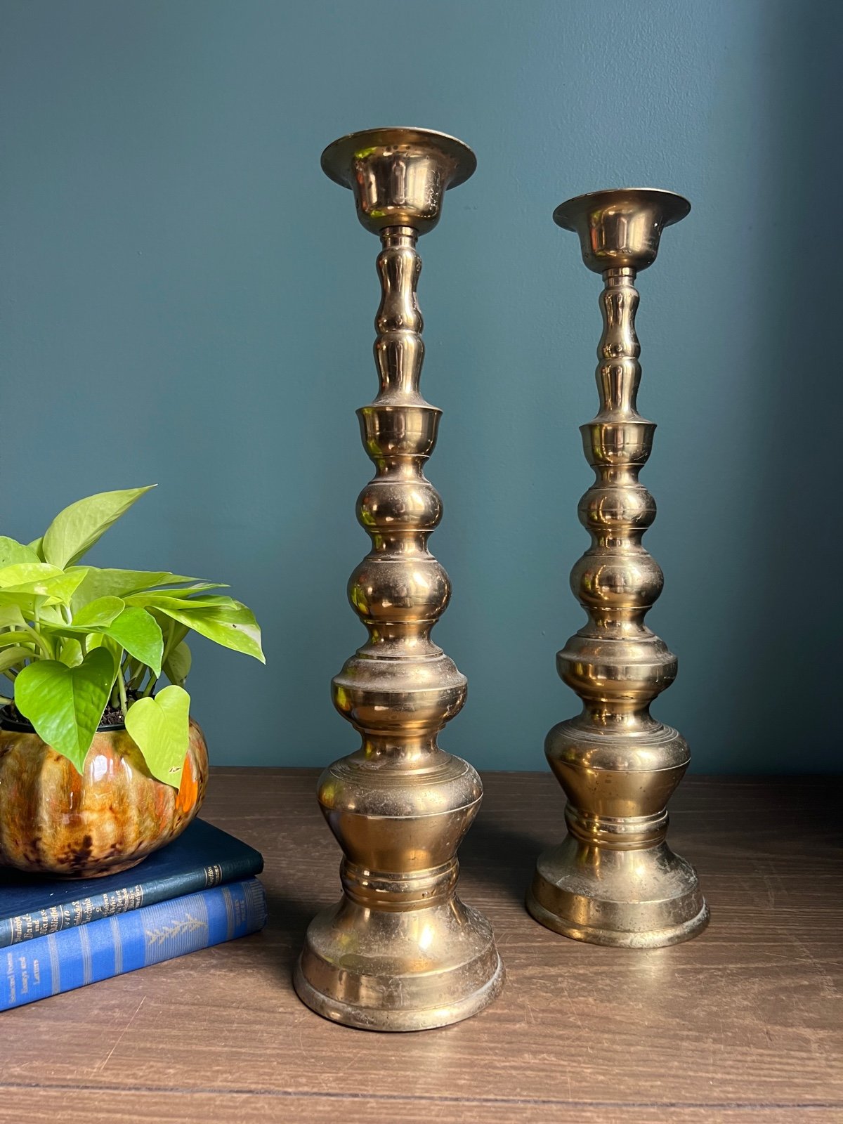 VTG brass extra large candlestick holders