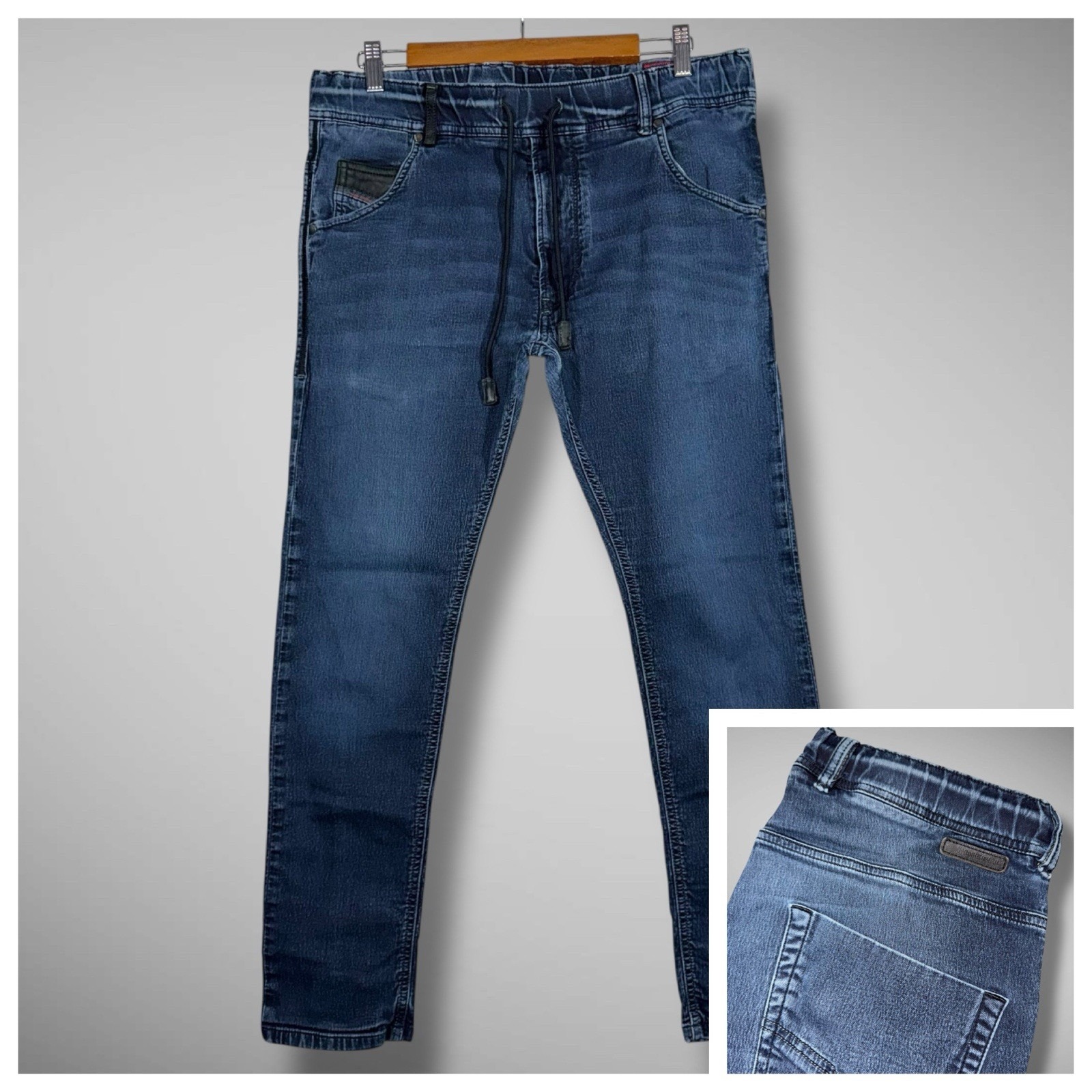 Diesel Krooley-NE Sweatpant Jeans Mens 30x30 Joggers Dark Wash Zip Fly Tapered