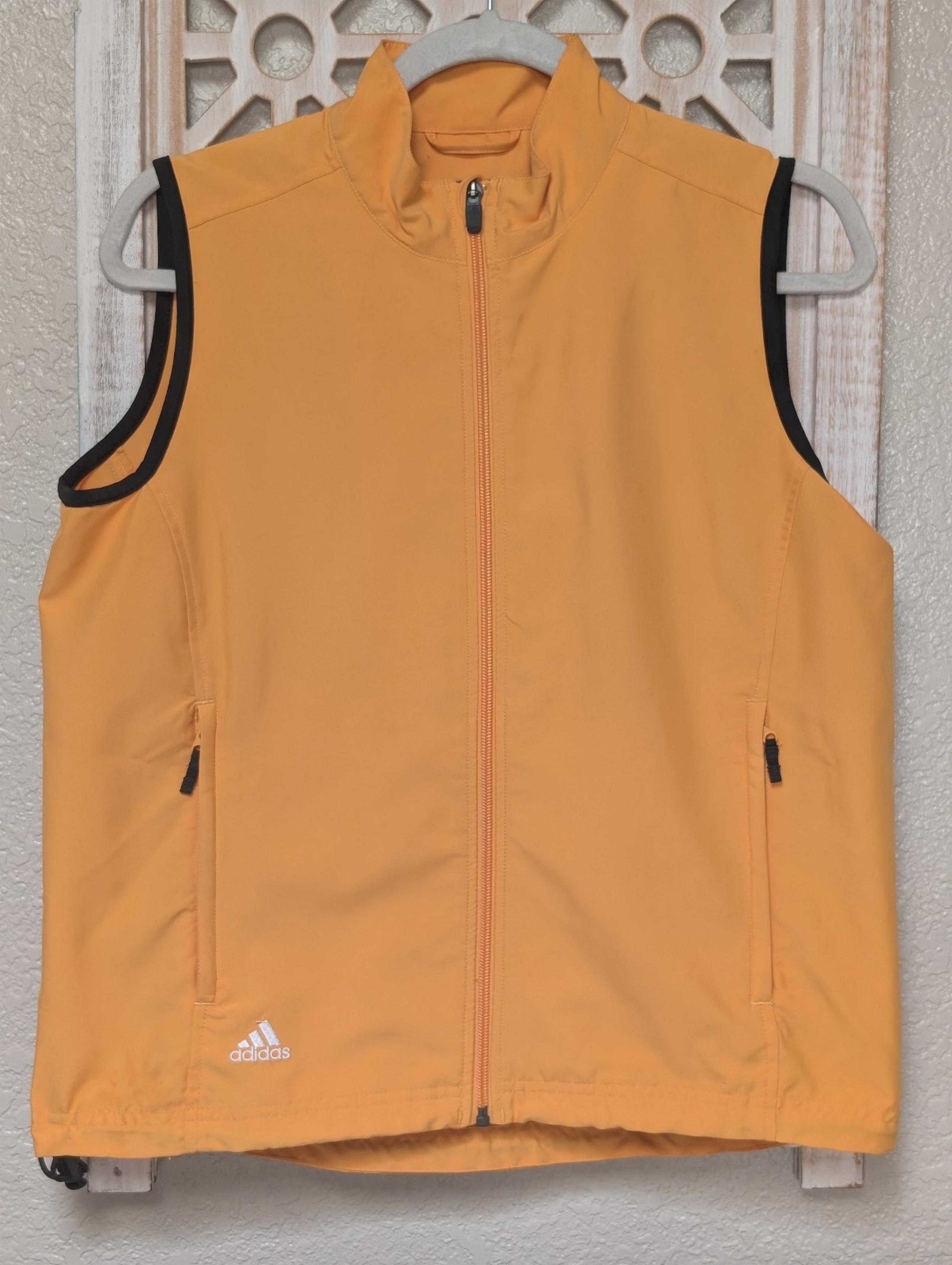 Adidas Climaproof yellow athletic vest zip front zip pockets ladies size small