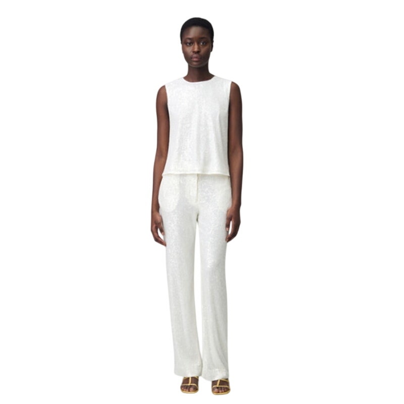 Claudie Pierlot Crew Neck Sleeveless Sequin Crop Top
