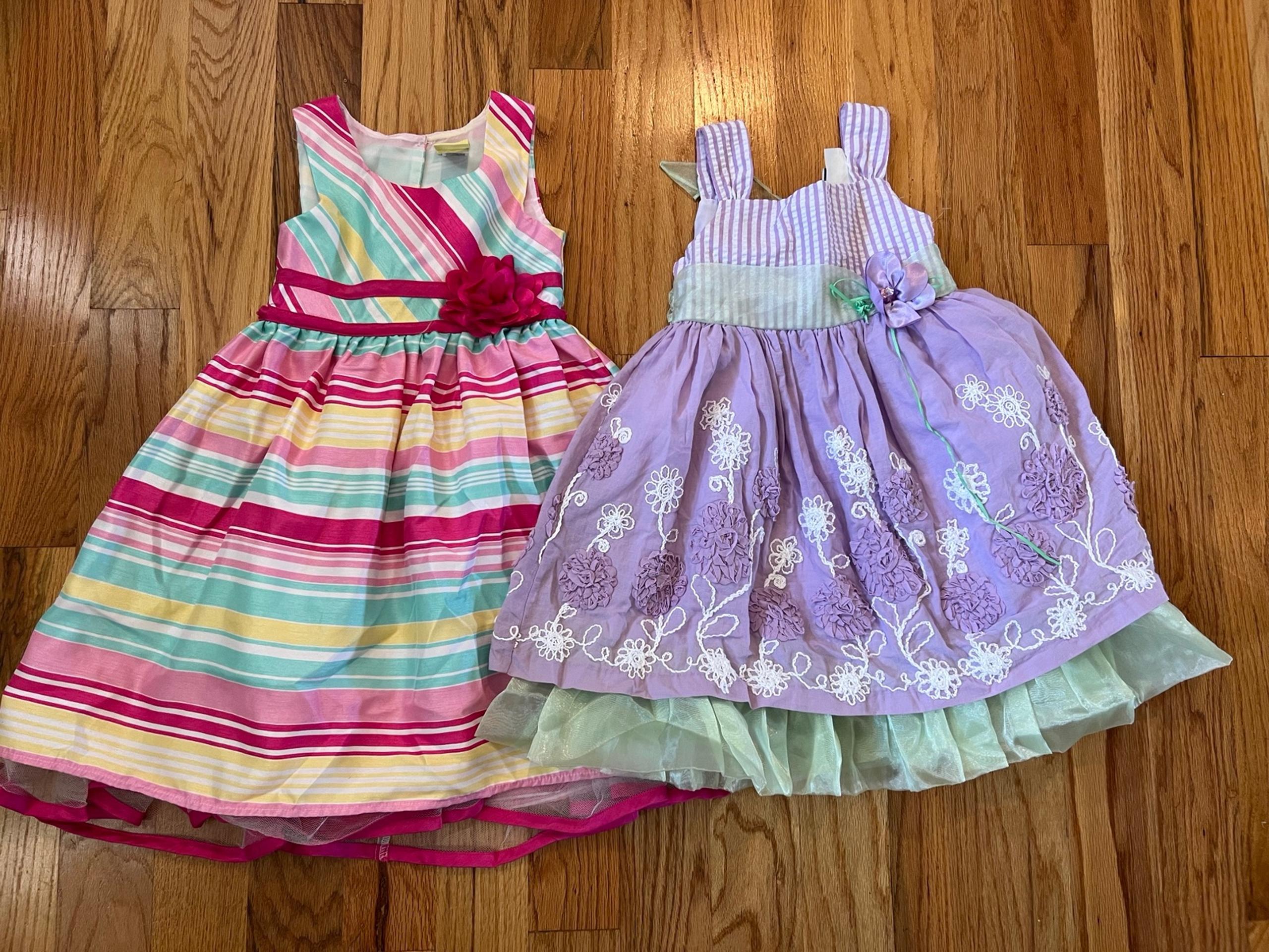 Set of 2 Girls Frilly Dressy Dresses - size 5 & 6x