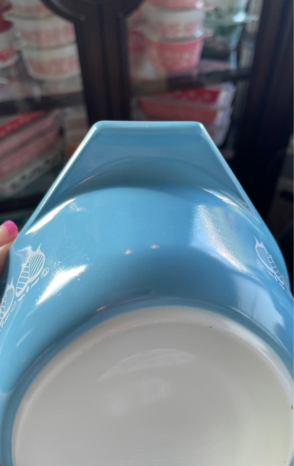 Pyrex Blue Tulip #043 1.5qt w/lid and cradle sales PROMOTIONAL PATTERN