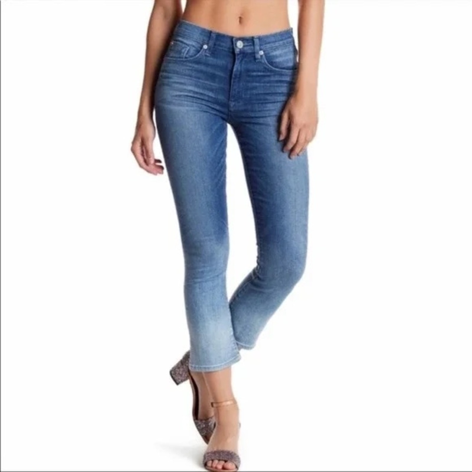 Hudson Harper High Rise Crop Baby Kick Flare ombre wash size 26