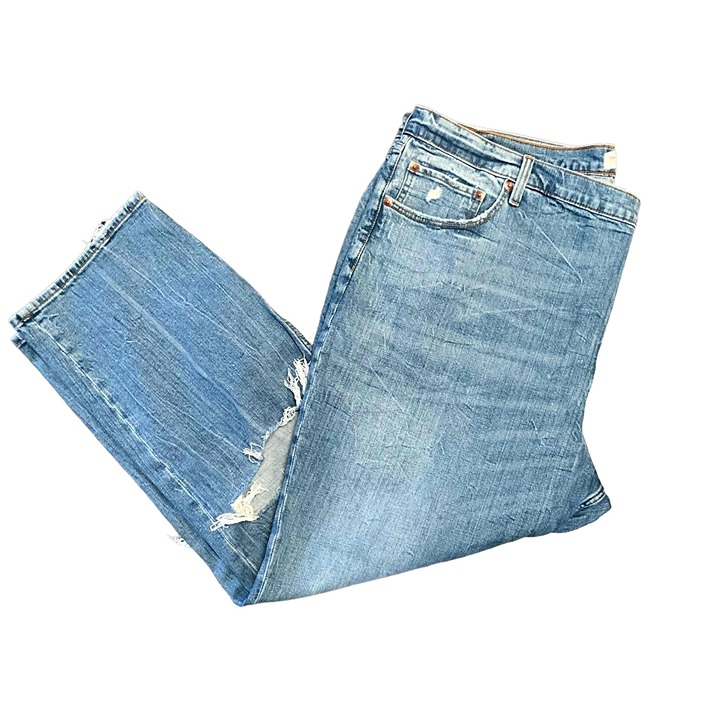 Abercrombie & Fitch Light Wash Distressed Ultra High Rise Ankle Jeans 36 22L